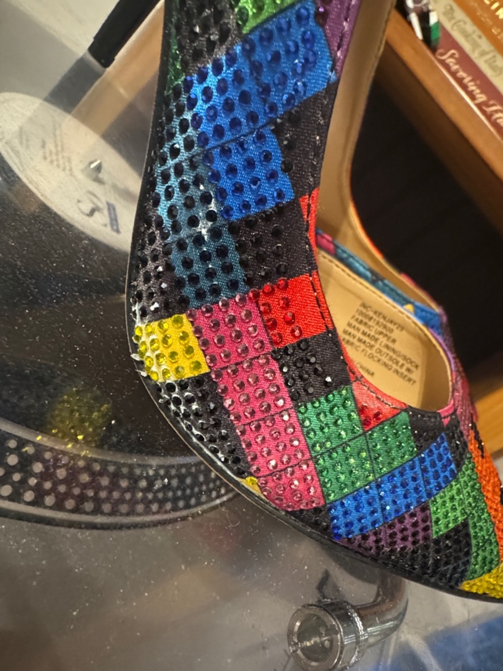 NEW Vintage Sequin heels Rainbow Multicolor Mosaic Pointed-Toe Size 10 Shoes - Picture 9 of 10